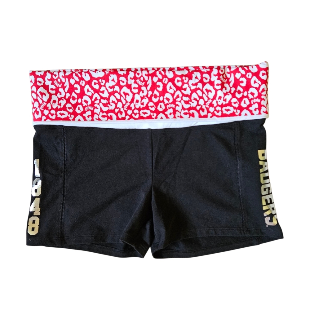 PINK Victorias Secret Fold Over Shorts WI Badgers NWT Women's Medium UW- Madison